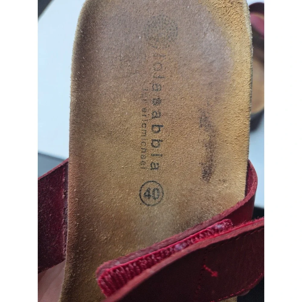 Isasabbia by‎ Eric Michael Red Leather Wedge Slide Sandals Italy Size 40 Womens